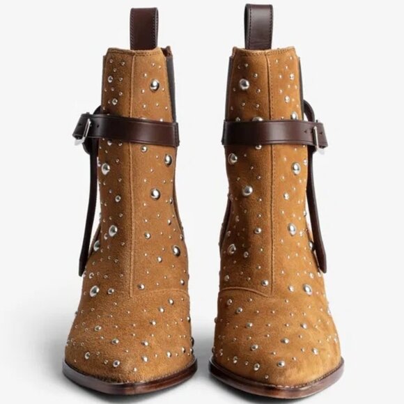 Zadig & Voltaire Tyler Cecilia Dream Studs Suede Boots New in Box - Picture 1 of 14